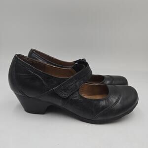 Sofft Womrns sz 9.5 M Black Leather Mary Jane Clogs Comfort Shoes Heels